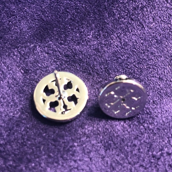 Tory Burch Crystal Logo Circle Stud Earrings - Picture 4 of 6